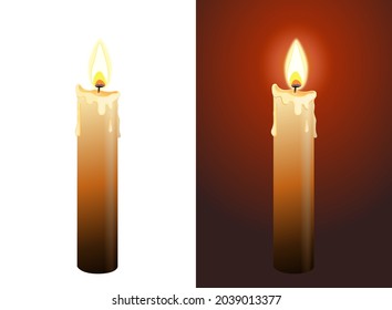 beautiful luminous candle illustration with melted wax, perfect for Halloween holidays, book covers and decorations