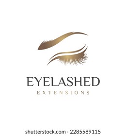 Beautiful and luxurious and modern women's eyelashes and eyebrows logo. Logo for business, beauty salon, makeup, eyelash shop.