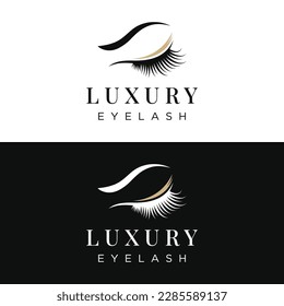 Beautiful and luxurious and modern women's eyelashes and eyebrows logo. Logo for business, beauty salon, makeup, eyelash shop.