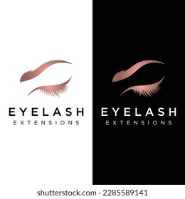 Hermosas y lujosas y modernas pestañas y el logo de las cejas. Logo para negocios, salón de belleza, maquillaje, tienda de pestañas.