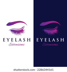 Beautiful and luxurious and modern women's eyelashes and eyebrows logo. Logo for business, beauty salon, makeup, eyelash shop.