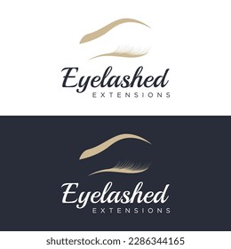 Beautiful and luxurious and modern women's eyelashes and eyebrows logo. Logo for business, beauty salon, makeup, eyelash shop.