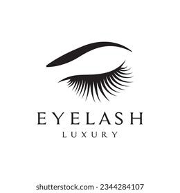 Beautiful and luxurious and modern women's eyelashes and eyebrows logo. Logo for business, beauty salon, makeup, eyelash shop.