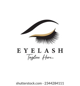 Beautiful and luxurious and modern women's eyelashes and eyebrows logo. Logo for business, beauty salon, makeup, eyelash shop.