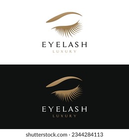 Beautiful and luxurious and modern women's eyelashes and eyebrows logo. Logo for business, beauty salon, makeup, eyelash shop.