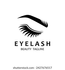 Hermoso y lujoso y moderno logotipo de las pestañas y cejas de las mujeres. Logo para negocios, salón de belleza, maquillaje, tienda de pestañas.