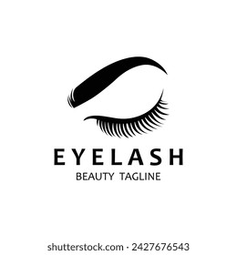 Beautiful and luxurious and modern women's eyelashes and eyebrows logo. Logo for business, beauty salon, makeup, eyelash shop.