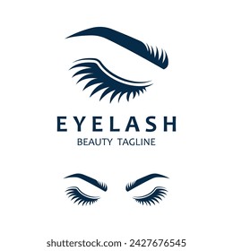 Hermoso y lujoso y moderno logotipo de las pestañas y cejas de las mujeres. Logo para negocios, salón de belleza, maquillaje, tienda de pestañas.