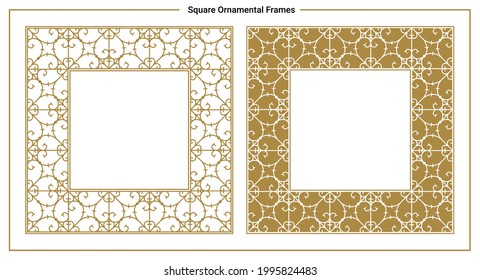 Bonitos marcos decorativos cuadrados de lujo, pintados en un estilo elegante, floral y oriental inspirado en la arquitectura tunecina.