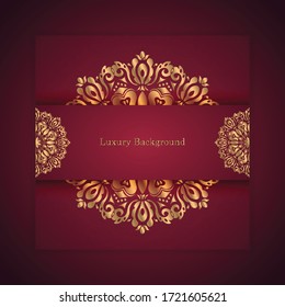 Beautiful Luxury Background With Mandala Design Ornamental in Gold. ornament elegant invitation wedding card, invite , backdrop cover banner illustration vector design.
