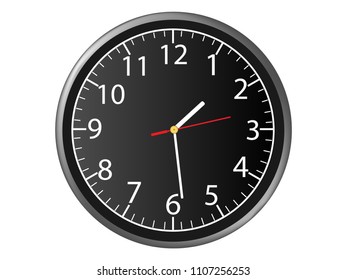 Beautiful luxury black wall clock decoration for office or home isolated on white background