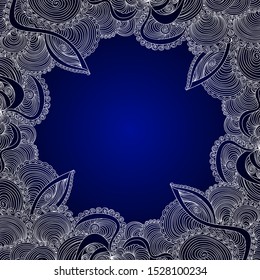 Beautiful luxury blue vector frame with ornamental texture