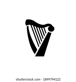 beautiful luxury classic harp vector icon flat illustration design isolated background