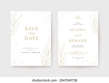 Beautiful luxury gold and white wedding stationery template