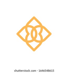 Beautiful luxury golden flower with butterfly line icon decoration. cosmetic and jewelry brand vector logo design