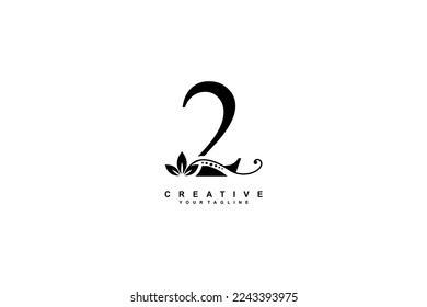 beautiful luxury logo design black number 1 with gorgeous flourish ornament. monogram typography number 1 with black leaf and floral ornament decoration