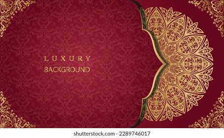 Beautiful luxury mandala design background in gold color. Decorative golden greeting card.Design for invitation, wedding card, Diwali, decoration. India, Indian, Arabic, Damask, Asian, Turkish, Dubai,