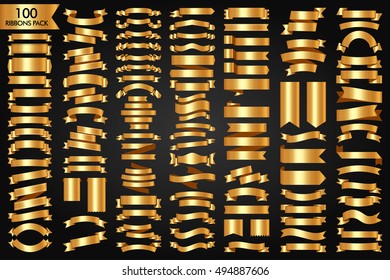 Beautiful Luxury Ribbons and Tags Collection Set Vector Design