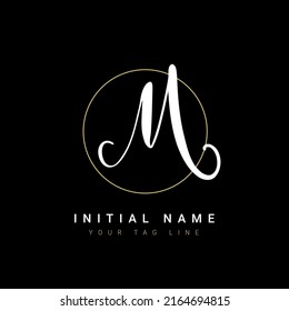 Beautiful M Initial handwriting logo vector. Hand lettering for designs.