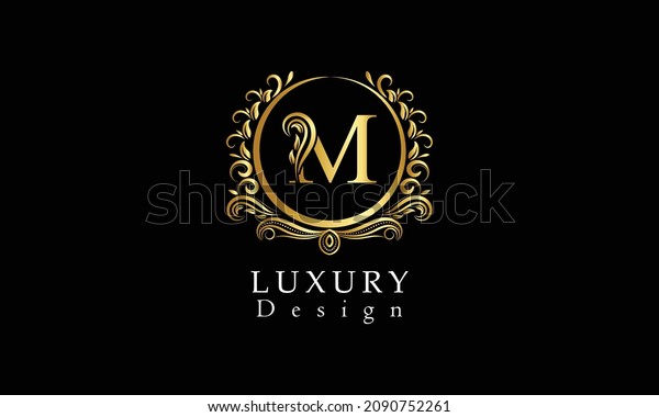 Beautiful M Letter Luxury Logo Design Stock Vector (Royalty Free ...