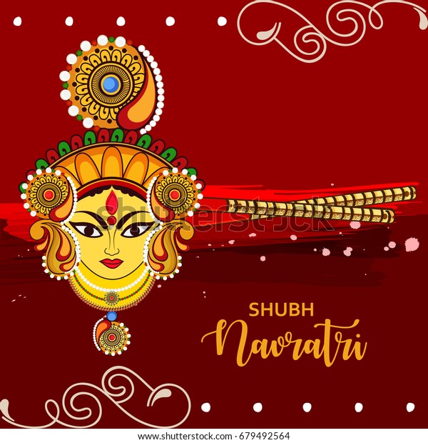 Beautiful Maa Durga Face Dandiya On Stock Vector (Royalty Free ...