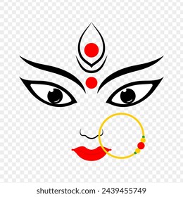 Beautiful maa durga face on transparent background