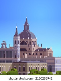 beautiful Madrid city business travel tourism concept cityscape with famous buildings