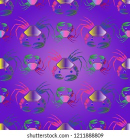 Beautiful magian crab multicolor background seamless.