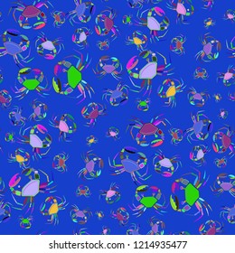 Beautiful magian crab multicolored background seamless.