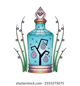 Beautiful magic bottle. Vector illustration.