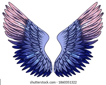 Beautiful Magic Glowing Glittery Blue Wings Stock Vector (Royalty Free ...