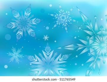 Beautiful, magic christmas background with light snowflakes