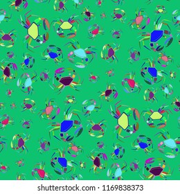 Beautiful magic crab multicolored background seamless.