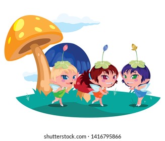 beautiful magic fairies in camp