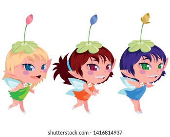 beautiful magic fairies characters vector ilustration
