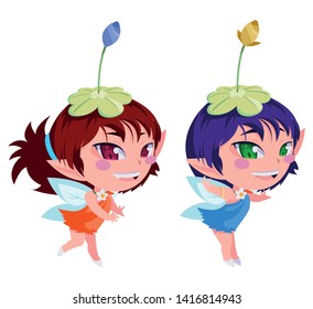 beautiful magic fairies characters vector ilustration