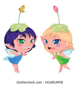 beautiful magic fairies characters vector ilustration