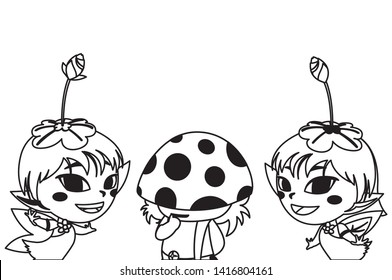 beautiful magic fairies with fungu elf characters
