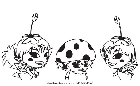 beautiful magic fairies with fungu elf characters