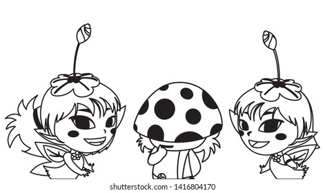 beautiful magic fairies with fungu elf characters