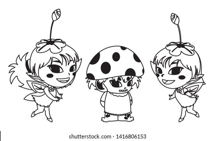 beautiful magic fairies with fungu elf characters