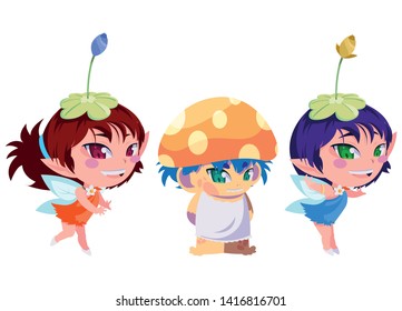 beautiful magic fairies with fungu elf characters