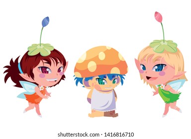 beautiful magic fairies with fungu elf characters