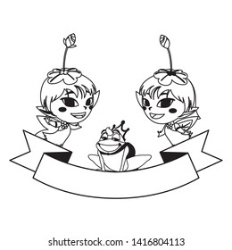 beautiful magic fairies with toad prince in the garden