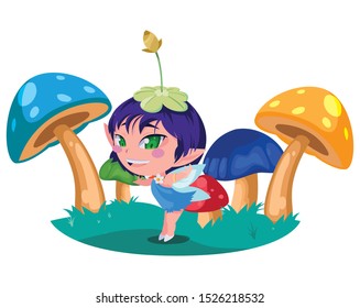 beautiful magic fairy in the camp vector illustration design