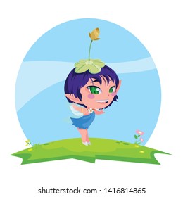 beautiful magic fairy character in the camp