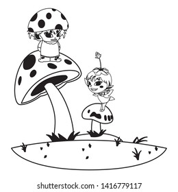 beautiful magic fairy and fungu elf in the garden