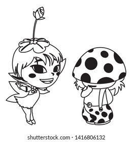 beautiful magic fairy and fungu elf characters
