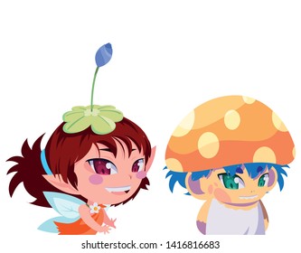 beautiful magic fairy and fungu elf characters