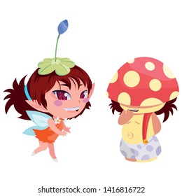 beautiful magic fairy and fungu elf characters